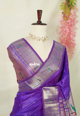 Dual Shade Lavender Purple - Manjari - Raw Silk Premium Paithani Weaving Border and Pallu - Best for Small Functions | Pooja | Reception