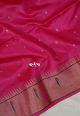 Queen's Pink - Manjari - Raw Silk Premium Paithani Weaving Border and Pallu - Best for Small Functions | Pooja | Reception