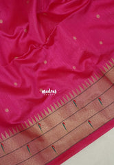 Queen's Pink - Manjari - Raw Silk Premium Paithani Weaving Border and Pallu - Best for Small Functions | Pooja | Reception
