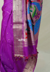 Magenta Glow - Manjari - Raw Silk Premium Paithani Weaving Border and Pallu - Best for Small Functions | Pooja | Reception