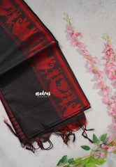 Black - Manjari - Raw silk with Ambari weaving Border