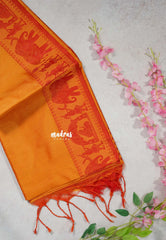 Orange - Manjari - Raw silk with Ambari weaving Border