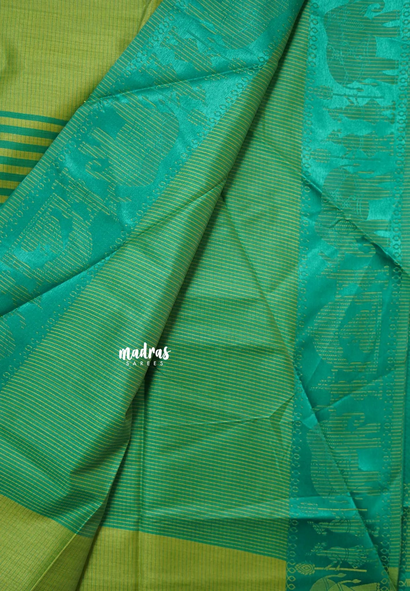 Fresh Green - Manjari - Raw silk with Ambari weaving Border