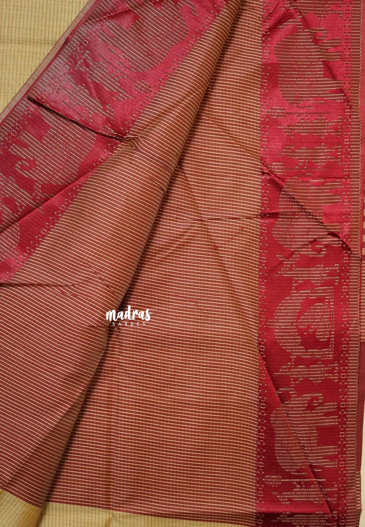 Beige Sandal - Manjari - Raw silk with Ambari weaving Border