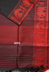 Black - Manjari - Raw silk with Ambari weaving Border