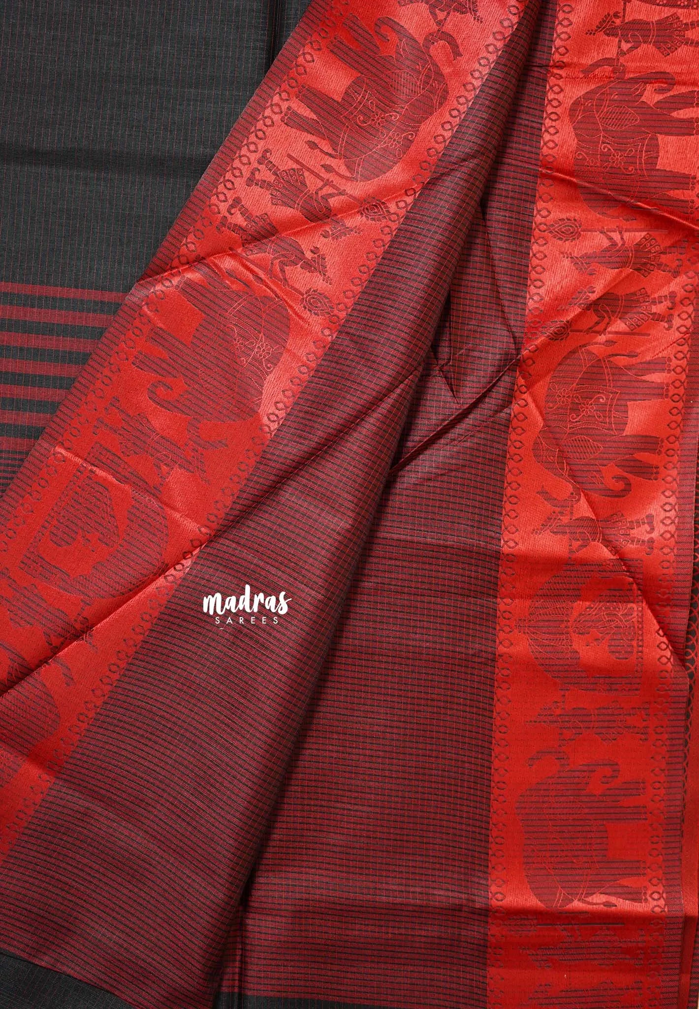Black - Manjari - Raw silk with Ambari weaving Border