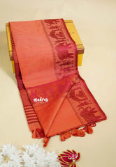 Peach - Manjari - Raw silk with Ambari weaving Border