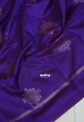 Dual Shade Royal Purple - Manjari - Raw Silk Saree with Kolam Weaving and Skirt Border - Best for Small Functions / Pooja