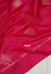 Queen's Pink - Manjari - Raw Silk Saree with Kolam Weaving and Skirt Border - Best for Small Functions / Pooja