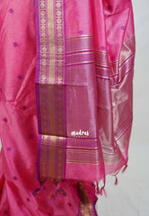 Rose Pink - Manjari - Raw Silk Saree with Rudraksham Border and Buttas - Best for Small Functions