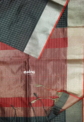 Mystery Black - Manjari -  semi tussar checks in body with tissue border