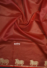Mild orange - Manjari - Premium raw silk with full weaving buttas pichwai cow border