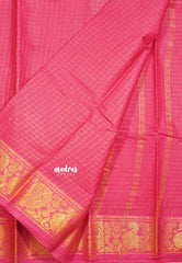 Rani Pink - Peacock5 - Margazhi Sungudi checks Tradiotional border no blouse
