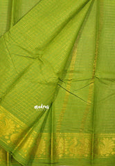 Sap Green - Peacock3- Margazhi Sungudi checks Tradiotional border no blouse