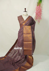 Mauve Brown - Subbulakshmi - Sungudi 100 Count Saree Velthari body Peacock Big Border with Blouse Combo - Best for Casual Wear | Summer Wear | Temple visit