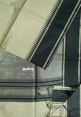 Creamy Elegance -  Mayuri -  Jute Tussar Silk Saree with Rettapetta Small Zari Border