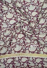 Green - Kalanjali chanderi Printed silk with kalamkari floral prints