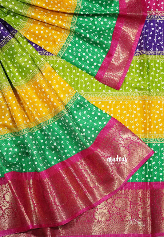 Multicolor - Meenakari silk with zari checks body rich weaving border