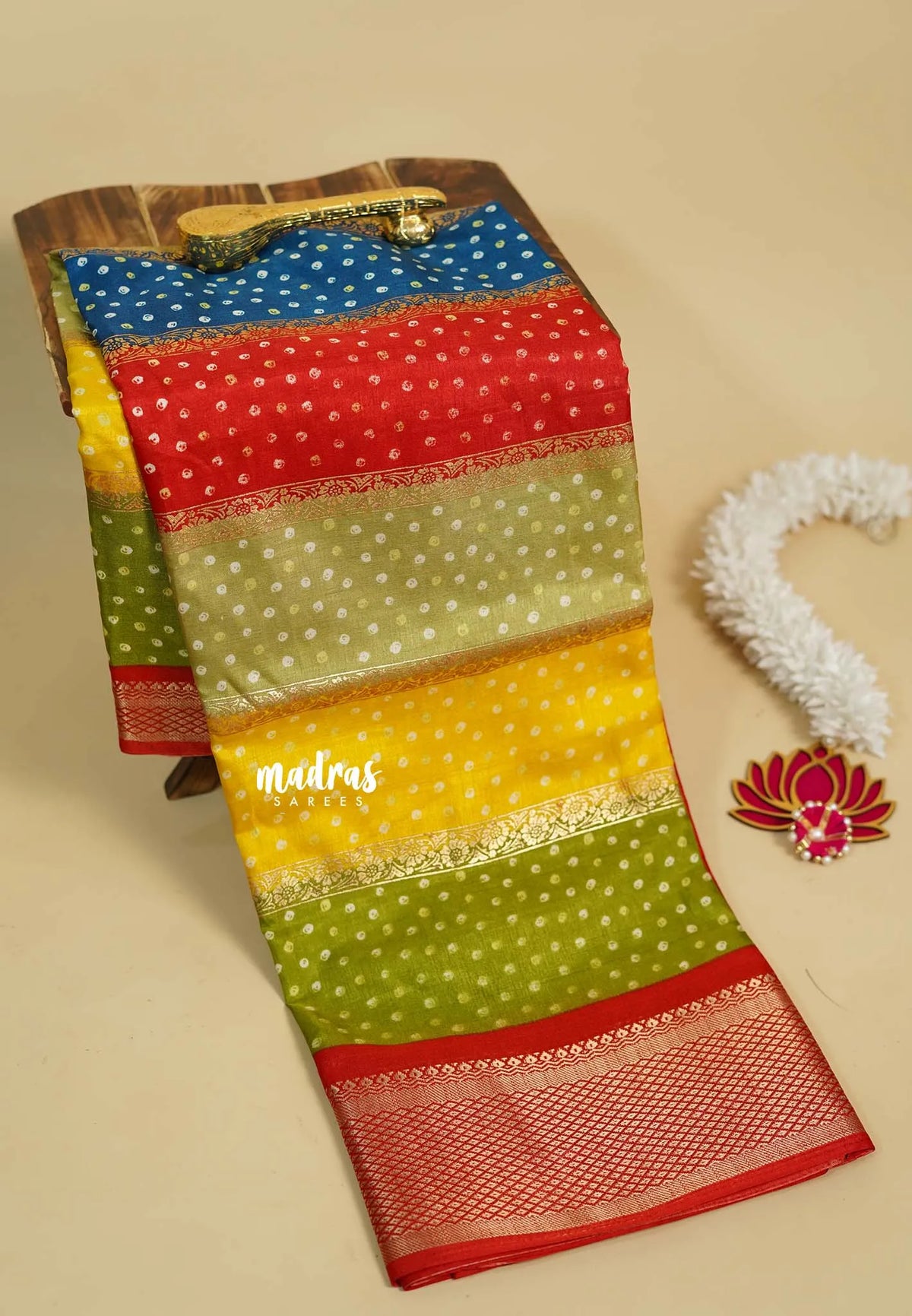 Multicolor - Meenakari printed silk multi color with foil prints