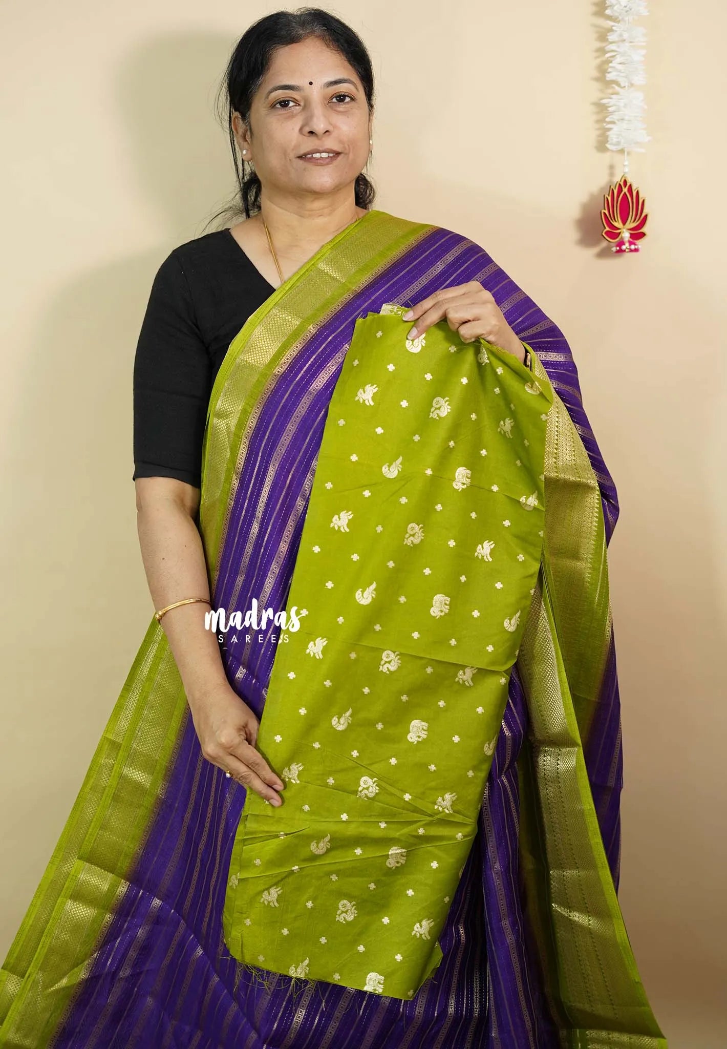 Royal Purple - Meenakari prints silk with banarasi blouse combo