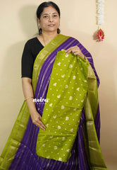 Royal Purple - Meenakari prints silk with banarasi blouse combo