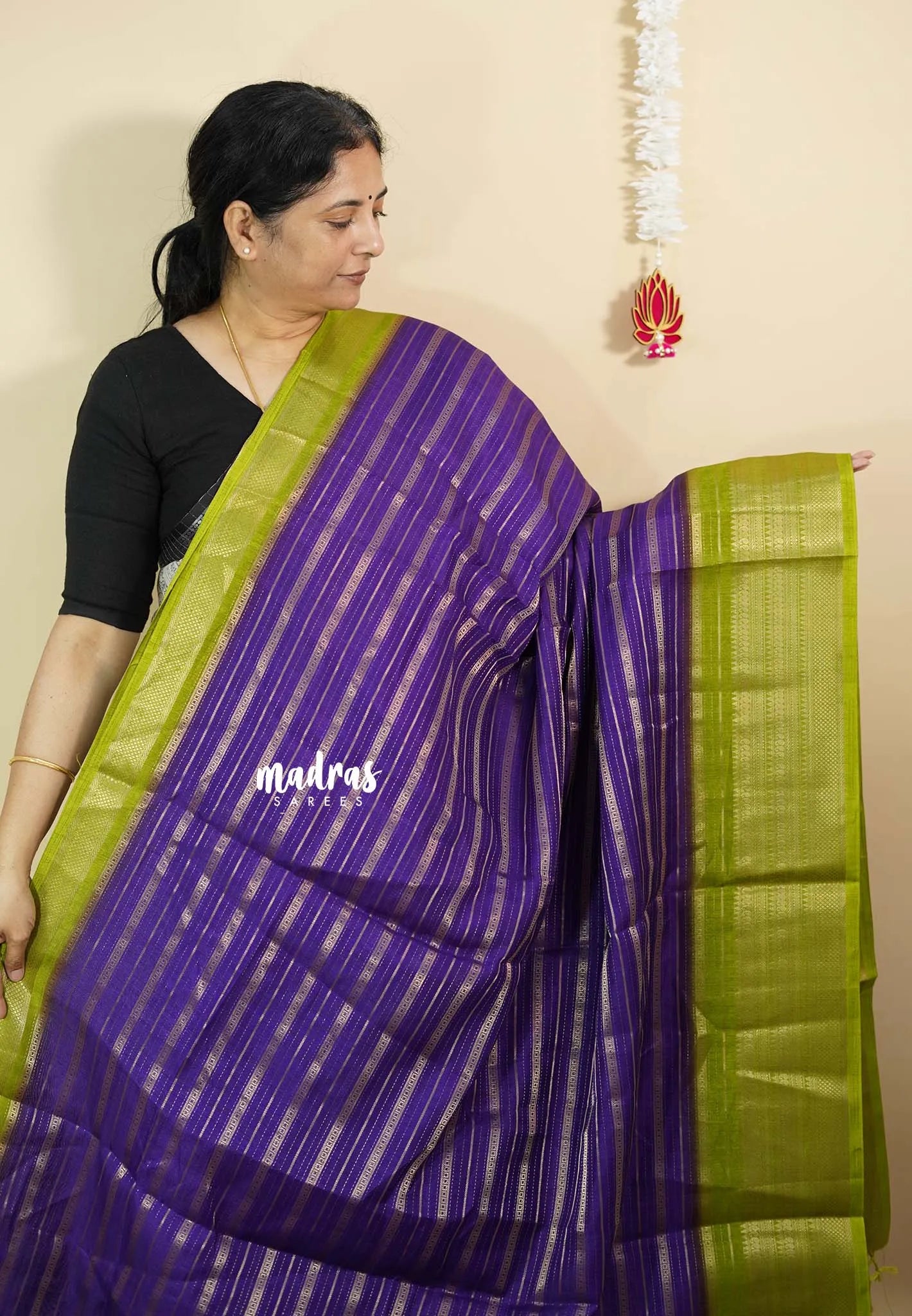 Royal Purple - Meenakari prints silk with banarasi blouse combo