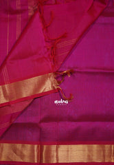 Peacock Blue - Meenakshi - Light Weight Pure Silk Cotton Saree Getti Border with Buttas Contrast Pallu and Blouse - Perfect for Wedding Functions
