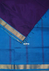 Midnight Purple - Meenakshi - Light Weight Pure Silk Cotton Saree Plain with Small Getti Border Contrast Pallu and Blouse - Perfect for Wedding Functions
