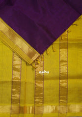 Jamun Purple - Meenakshi - Light Weight Pure Silk Cotton Saree Plain with Small Getti Border Contrast Pallu and Blouse - Perfect for Wedding Functions