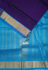 Royal Purple - Meenakshi - Light Weight Pure Silk Cotton Saree Plain with Getti Border Contrast Pallu and Blouse - Perfect for Wedding Functions