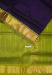 Midnight Jamun Purple - Meenakshi - Light Weight Pure Silk Cotton Saree with Getti Border Contrast Pallu and Blouse - Perfect for Wedding Functions