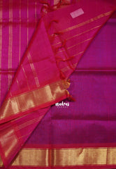 Royal Blue - Meenakshi - Light Weight Pure Silk Cotton Saree Plain with Getti Border Contrast Pallu and Blouse - Perfect for Wedding Functions
