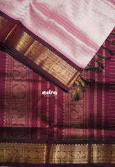 Blush Pink - Meenakshi - Light Weight Pure Silk Cotton Saree Zari Checks with Annam, Rudraksham Border Contrast Pallu and Blouse - Perfect for Wedding Functions