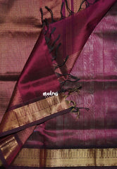 Pastel Taupe - Meenakshi - Light Weight Pure Silk Cotton Saree Zari Checks with Traditional Contrast Pallu and Blouse - Perfect for Wedding Functions