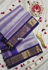 Lavender Blue - Meenakshi - Light Weight Pure Silk Cotton Saree Yanai, Mayil  Border with Buttas Contrast Pallu and Blouse - Perfect for Wedding Functions