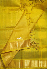 Light Green with Dark Green - Meenakshi - Light Weight Pure Silk Cotton Saree Vintage Paalum Pazhamum Checks with Getti Border and Buttas - Perfect for Wedding Functions