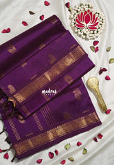 Purple Glow - Meenakshi - Light Weight Pure Silk Cotton Saree with Annam Border and Buttas - Perfect for Wedding Functions
