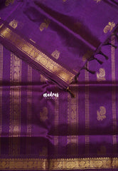 Purple Glow - Meenakshi - Light Weight Pure Silk Cotton Saree with Annam Border and Buttas - Perfect for Wedding Functions