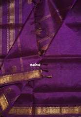 Purple Glow - Meenakshi - Light Weight Pure Silk Cotton Saree with Annam Border and Buttas - Perfect for Wedding Functions