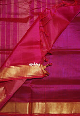 Violet Blue - Meenakshi - Light Weight Pure Silk Cotton Saree with Getti Border Contrast Pallu and Blouse - Perfect for Wedding Functions