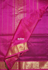 Midnight Purple - Meenakshi - Light Weight Pure Silk Cotton Saree Mango, Annam Border with Buttas Contrast Pallu and Blouse - Perfect for Wedding Functions