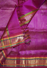 Creamy Elachi Green - Meenakshi - Light Weight Pure Silk Cotton Saree Mayil  Border with Buttas Contrast Pallu and Blouse - Perfect for Wedding Functions