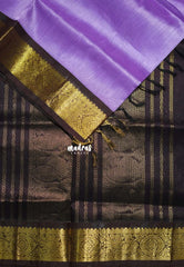 Lilac Purple - Meenakshi - Light Weight Pure Silk Cotton Saree Plain with Peacock Border Contrast Pallu and Blouse - Perfect for Wedding Functions