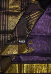 Lilac Purple - Meenakshi - Light Weight Pure Silk Cotton Saree Plain with Peacock Border Contrast Pallu and Blouse - Perfect for Wedding Functions