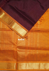 Coffee Brown - Meenakshi - Light Weight Pure Silk Cotton Saree with Getti Border Contrast Pallu and Blouse - Perfect for Wedding Functions