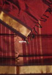 Majestic Maroon - Meenakshi - Light Weight Pure Silk Cotton Plain Saree with Getti Border - Perfect for Wedding Functions