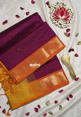 Magenta Purple - Meenakshi - Light Weight Pure Silk Cotton Saree with Getti Border Contrast Pallu and Blouse - Perfect for Wedding Functions