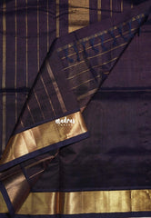 Dual Shade Dark Chocolate - Meenakshi - Light Weight Pure Silk Cotton Plain Saree with Getti Border - Perfect for Wedding Functions