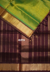 Golden Shade Fresh Leaf Green - Meenakshi - Light Weight Pure Silk Cotton Saree with Getti Border Contrast Pallu and Blouse - Perfect for Wedding Functions
