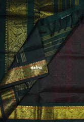 Dual Shade Raspberry Pink - Meenakshi - Light Weight Pure Silk Cotton Saree Mayil Border, Mayil Buttas with Contrast Pallu and Blouse - Perfect for Wedding Functions